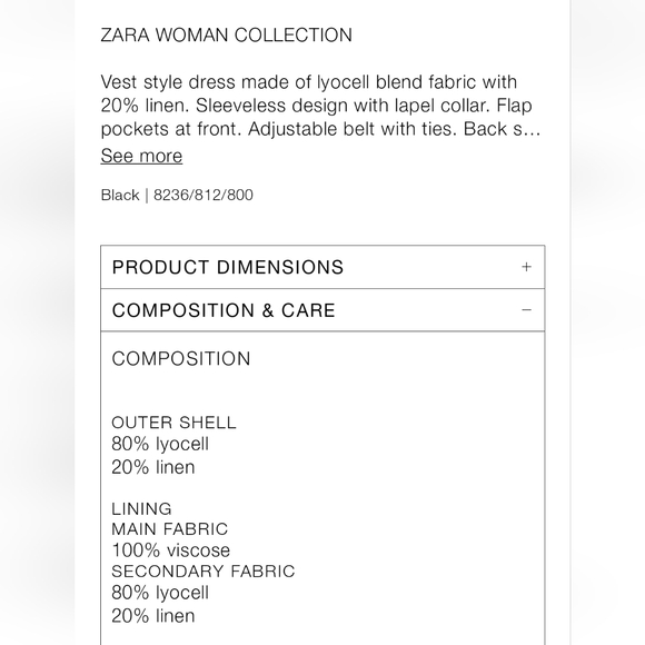 ZARA ZW COLLECTION BLACK BELTED VEST DRESS ❤️❤️❤️ - Picture 10 of 10